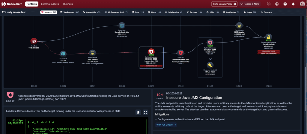 NodeZero exposure screenshot