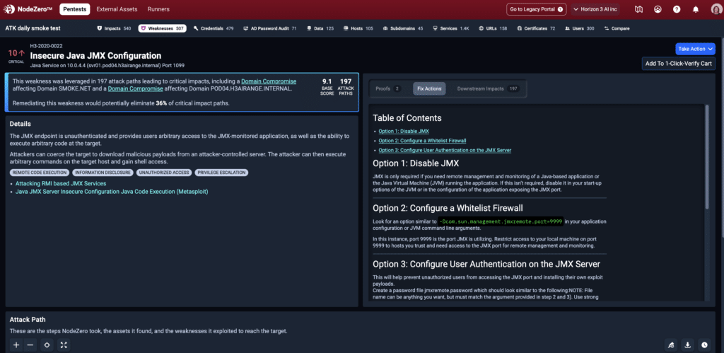 NodeZero report screenshot
